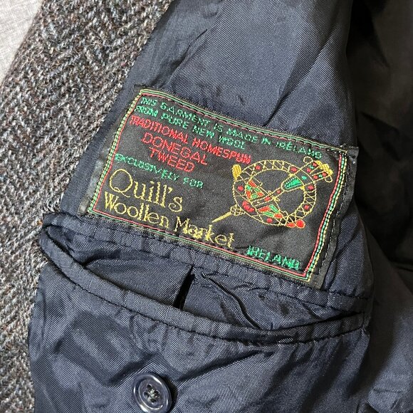 Donegal Tweed Ireland Wool Herringbone Sport Coat Blazer - Men's EU 54L / US 44L - Picture 9 of 16